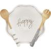 Mud Pie Happy Always Serving, White, 4.5″ x 12″, utensils 11 1/2″ | bowl 4 1/2″ x 12″ dia