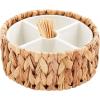 Mud Pie Hyacinth Toothpick Divided Bwl; 3 1/4″ X 7 1/4″ Dia Brown