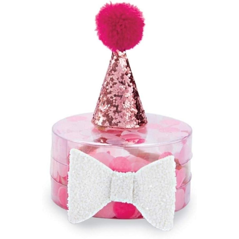 imageMud Pie Baby Girls Hot Pink Party Hat and Bow Set One Size
