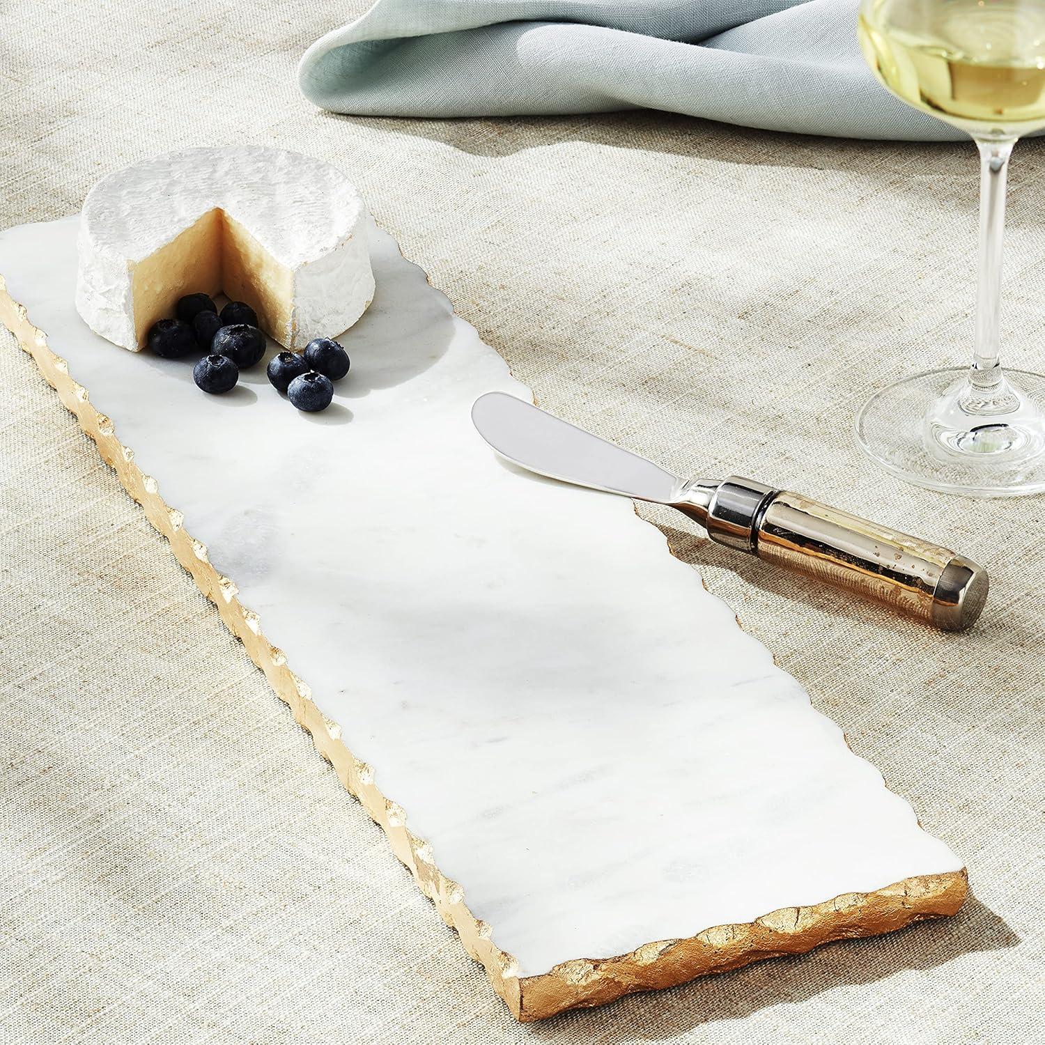 imageMud Pie 40700003 Mud Pie Marble and Gold Edge Hostess Set Serving Platter One Size white