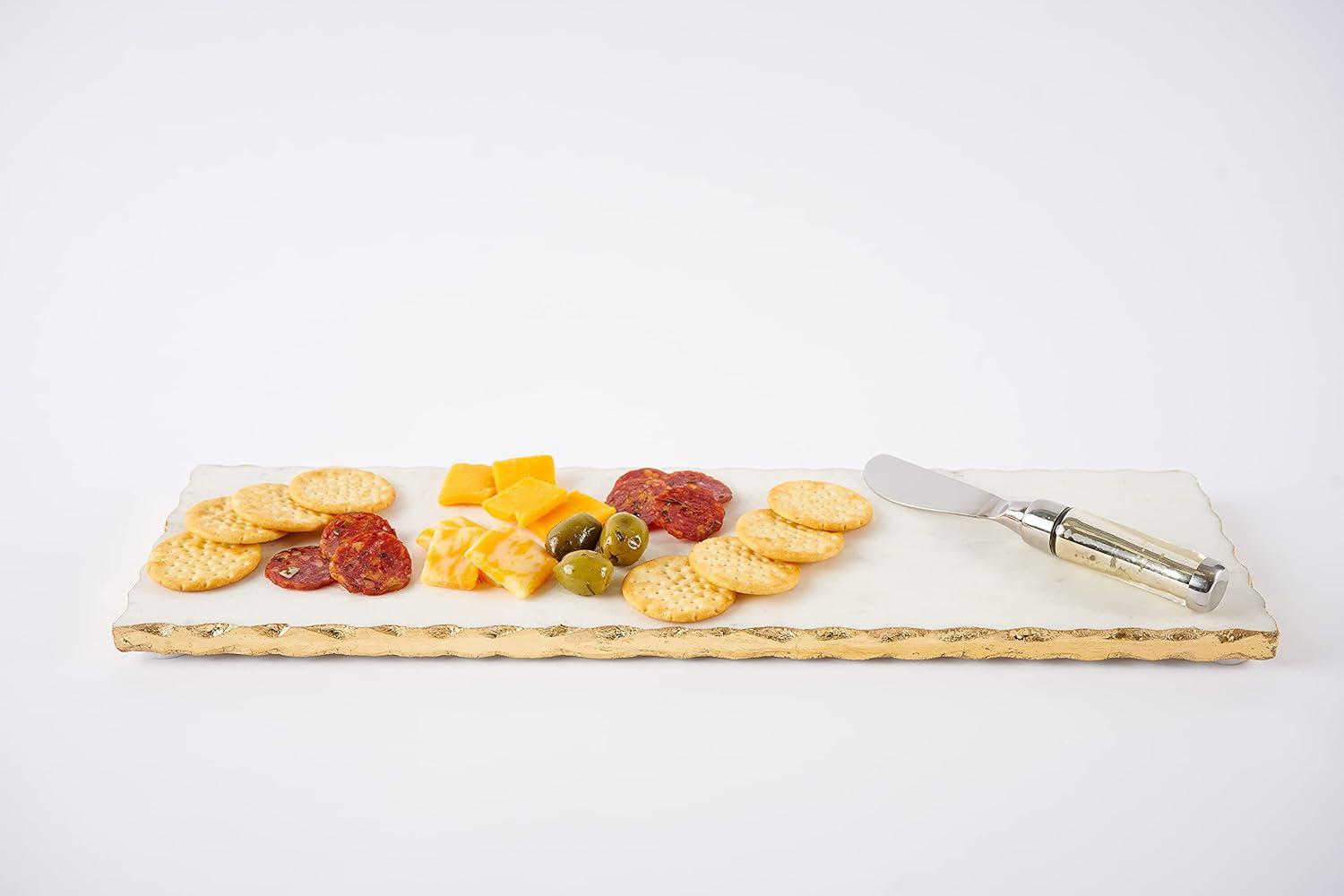 imageMud Pie 40700003 Mud Pie Marble and Gold Edge Hostess Set Serving Platter One Size white