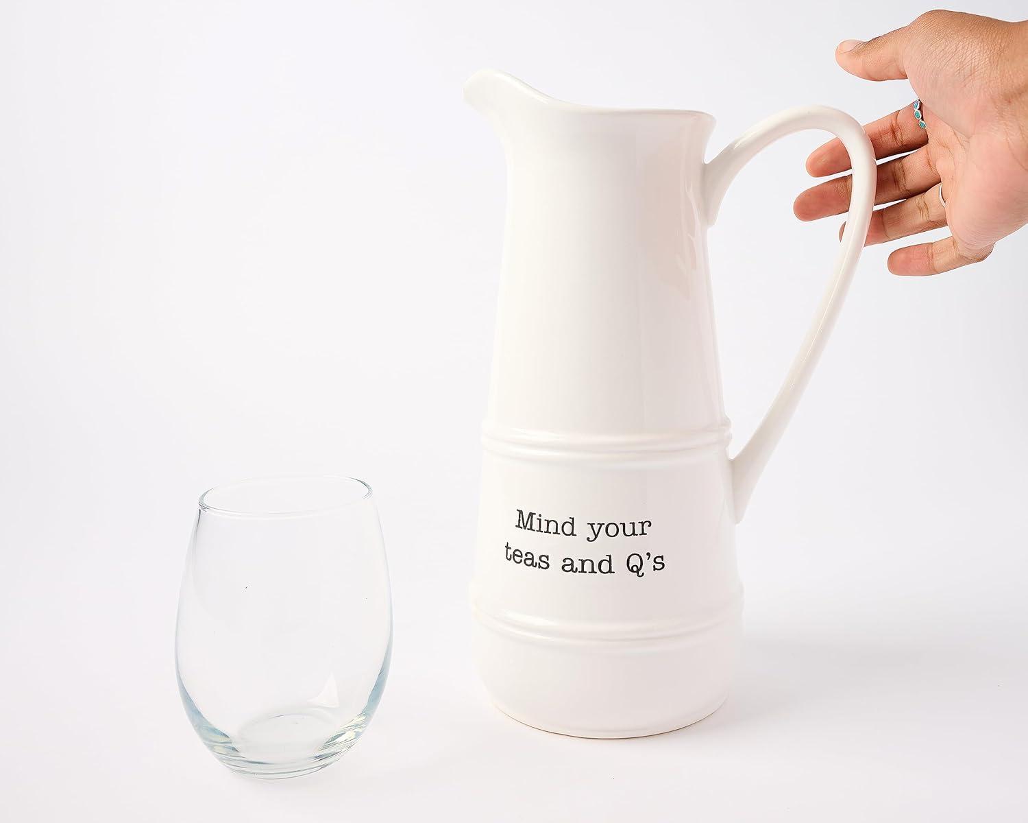 imageMud Pie Ceramic Iced Tea Pitcher and Spoon Set