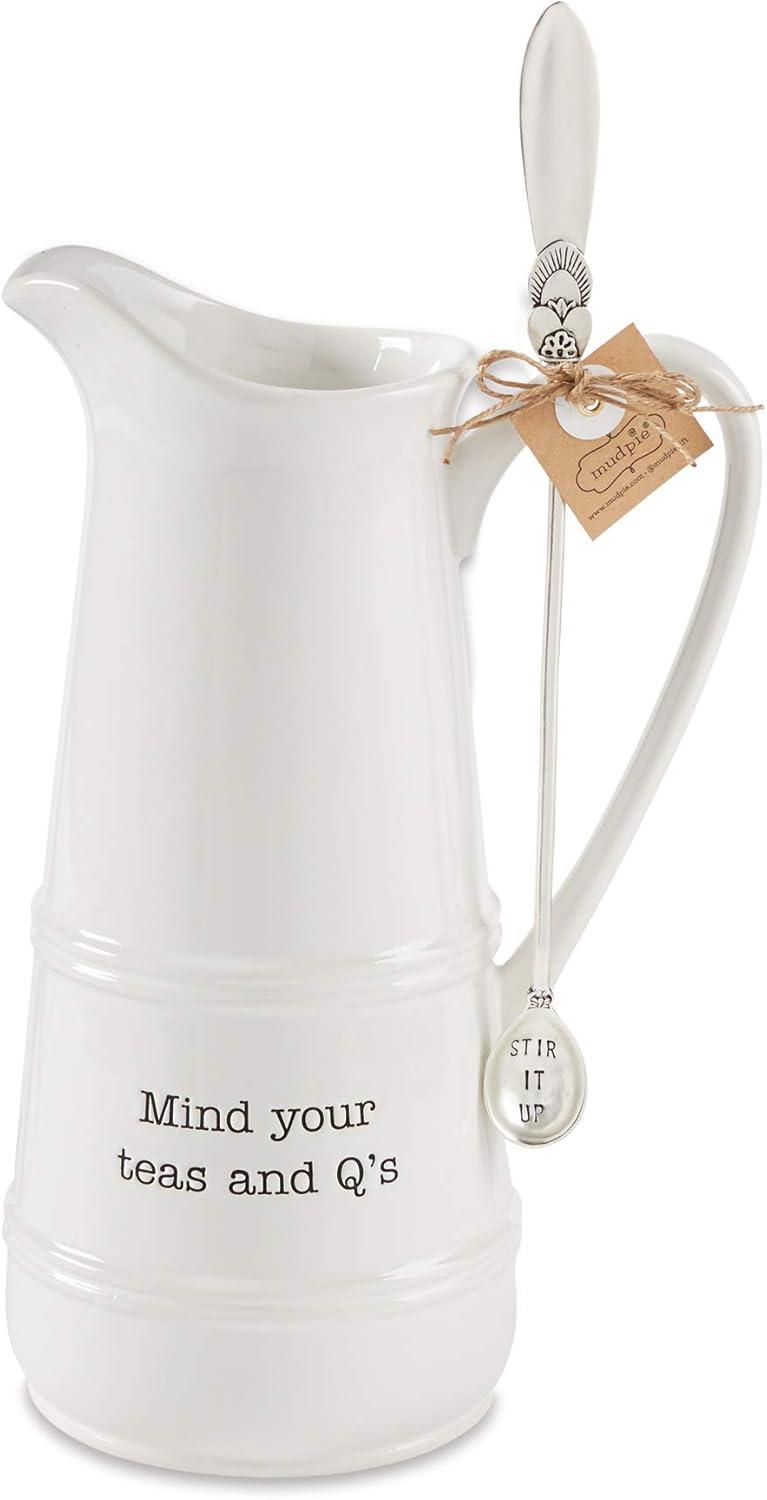 imageMud Pie Ceramic Iced Tea Pitcher and Spoon Set