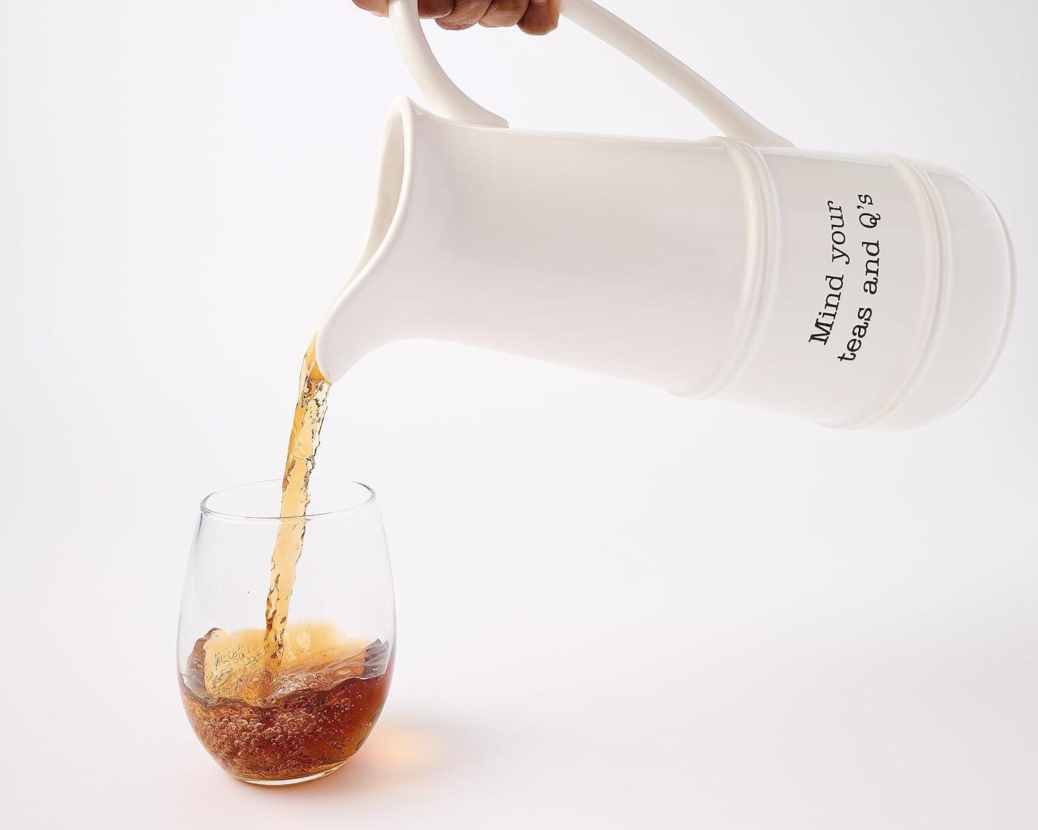 imageMud Pie Ceramic Iced Tea Pitcher and Spoon Set