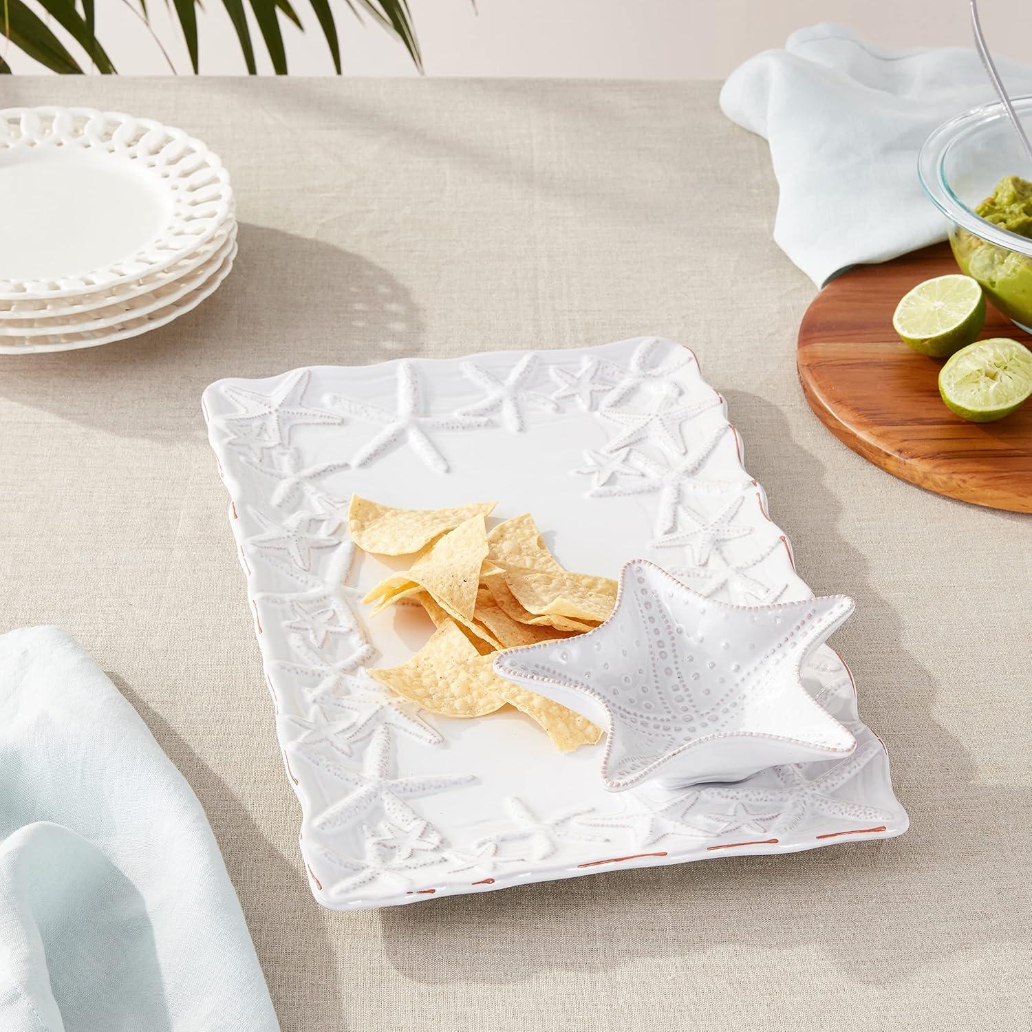 imageMud Pie Chip and Dip Starfish Platter White MediumStarfish