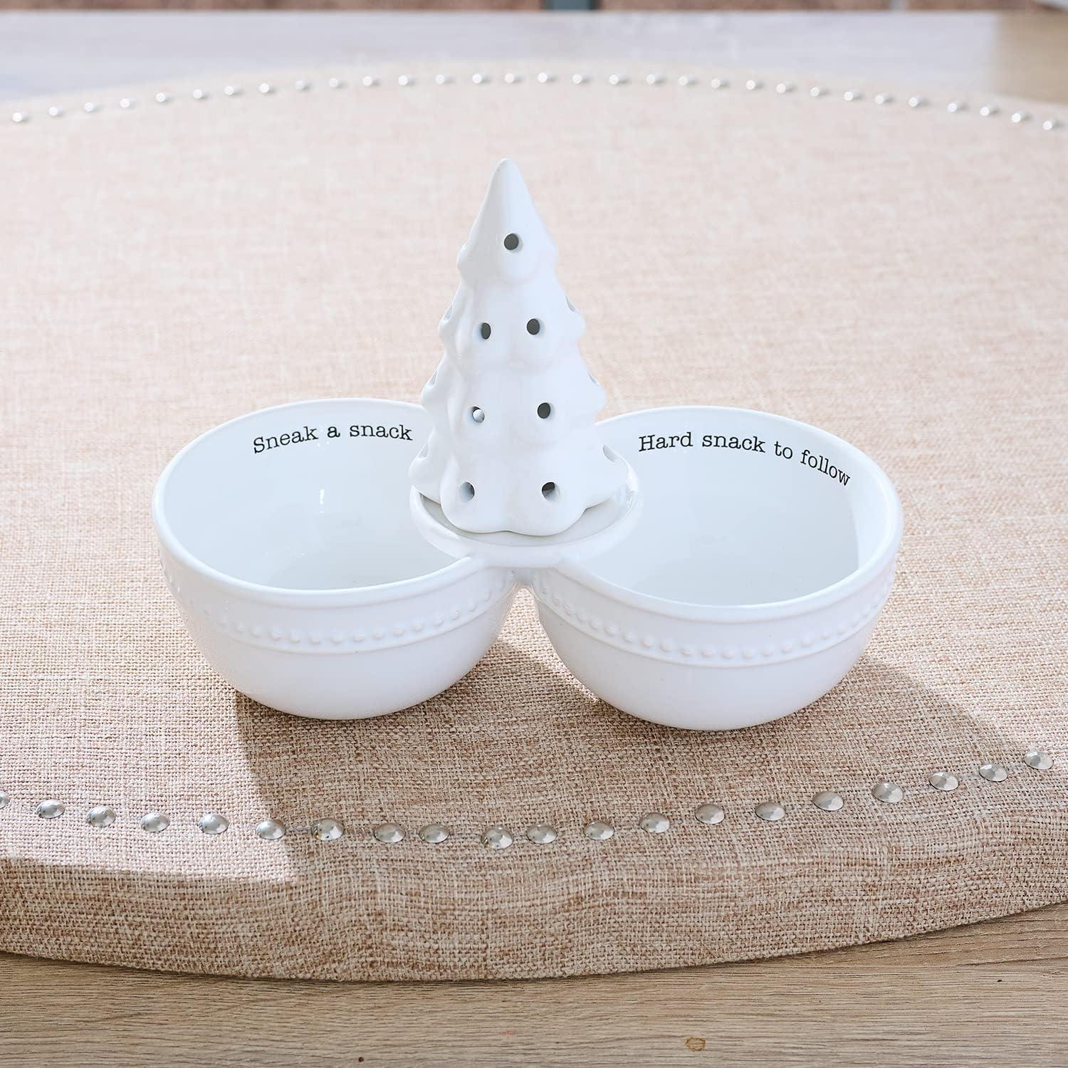 imageMud Pie Circa Double Dip Bowl White 4 12quot x 2 12quot Base for Interchangable Inserts