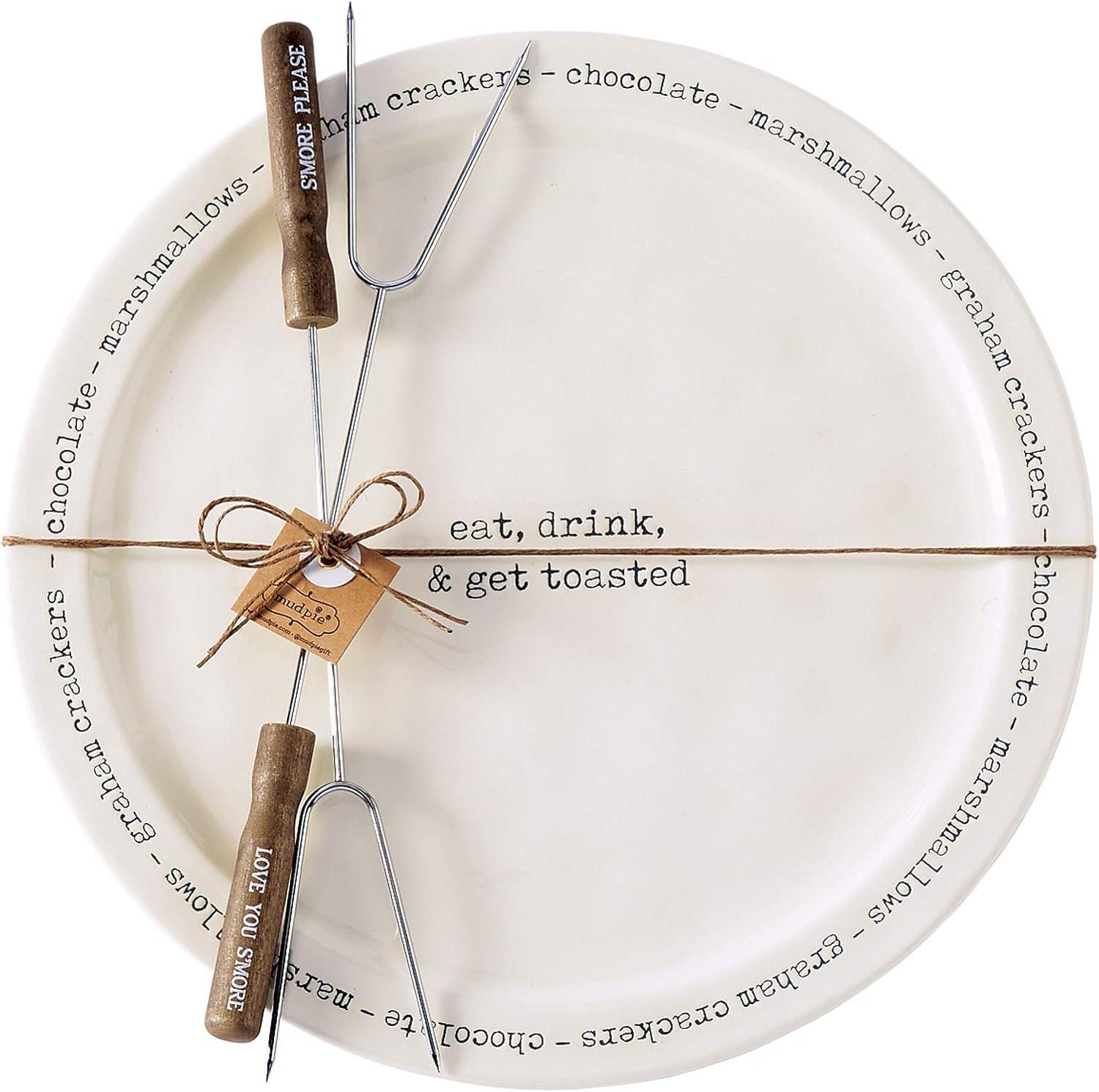 imageMud Pie Farmhouse SMores Serving Specialty Plate Set White