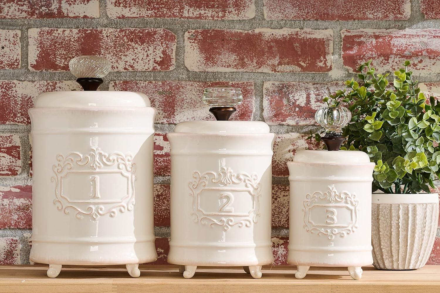 imageMud Pie Kitchen Canister Set of 3 WhiteWhite