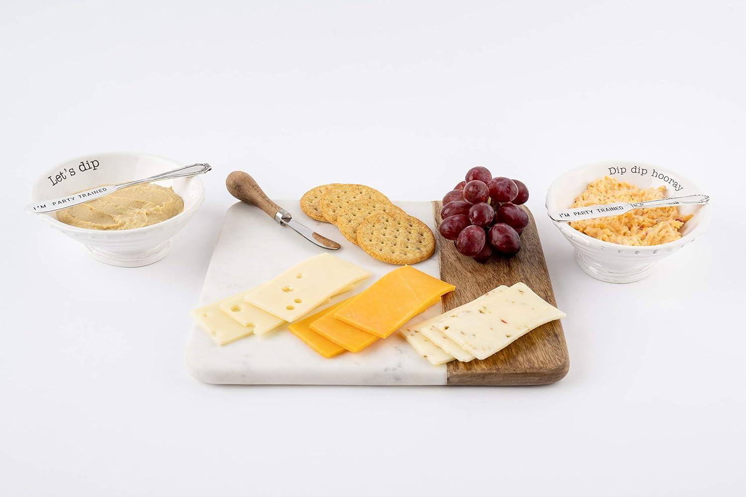 imageMud Pie Marble and Wood Serving Board and Spreader White