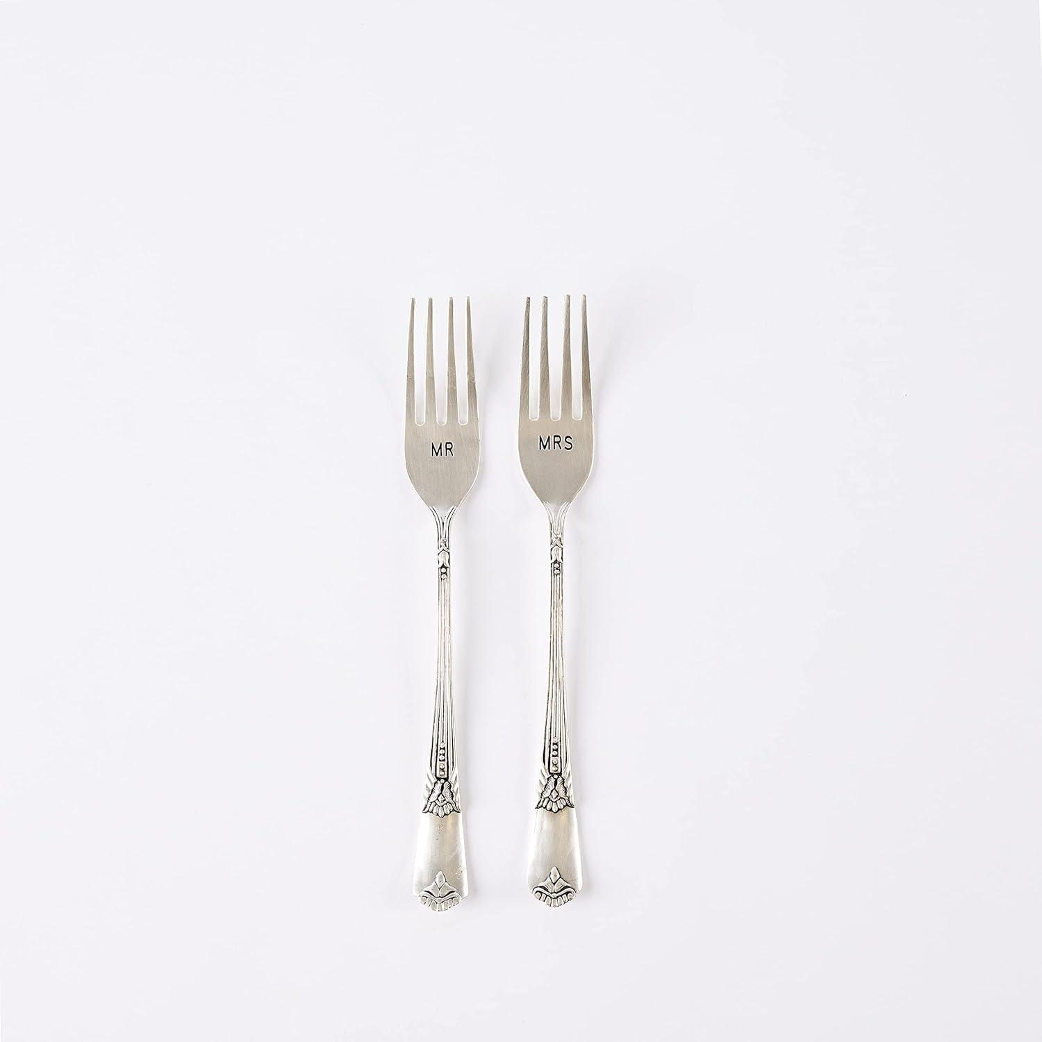imageMud Pie Mr ampamp Mrs Plate ampamp Fork Set White 4235006