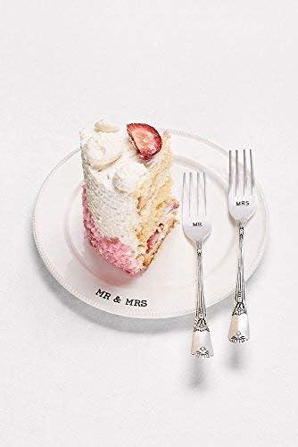 imageMud Pie Mr ampamp Mrs Plate ampamp Fork Set White 4235006
