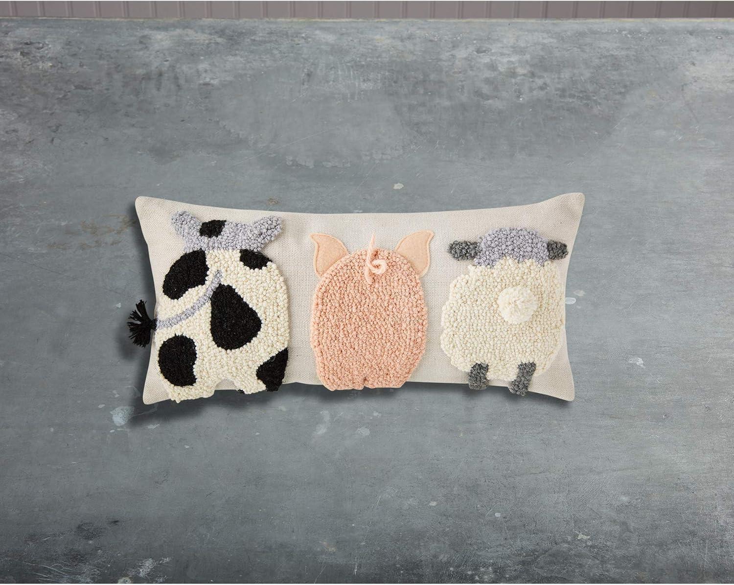 imageMud Pie Raised Hook Farm Animal Pillow