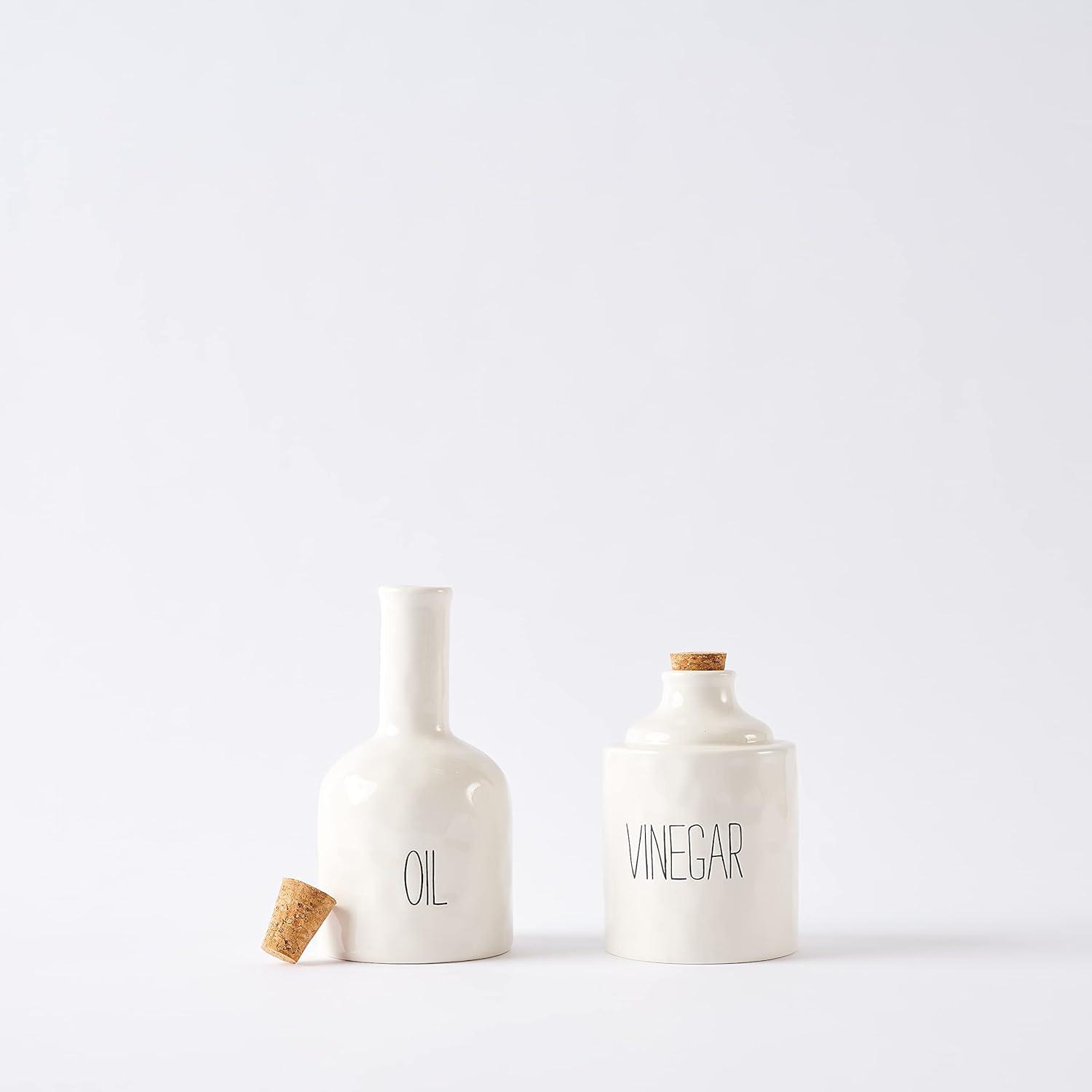 imageStacked Oil and Vinegar Decanter Set White