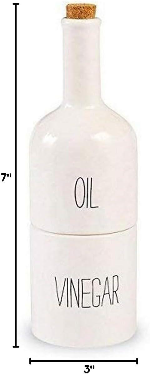 imageStacked Oil and Vinegar Decanter Set White