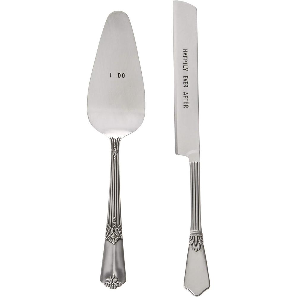imageMud Pie 4635002 Wedding Cake and Knife Serving Set Silver