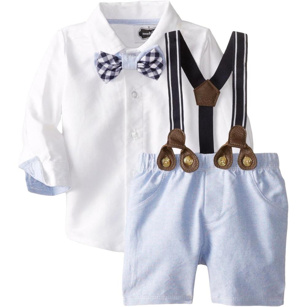 imageMud Pie Baby Boys Suspender Short SetChambray