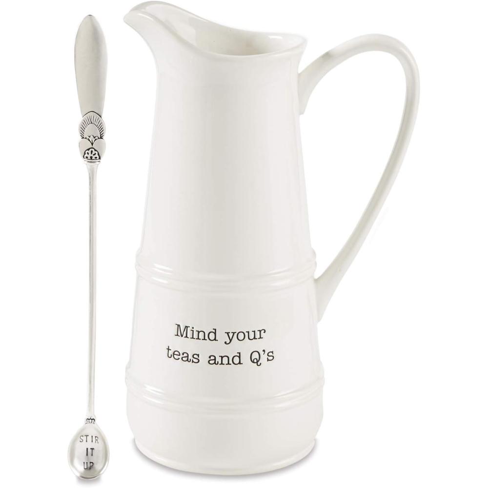 imageMud Pie Ceramic Iced Tea Pitcher and Spoon Set