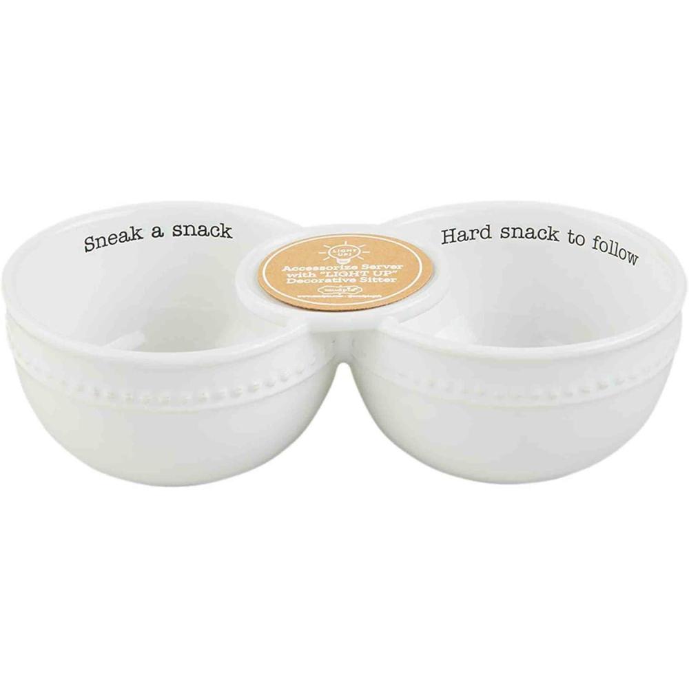 imageMud Pie Circa Double Dip Bowl White 4 12quot x 2 12quot Base for Interchangable Inserts