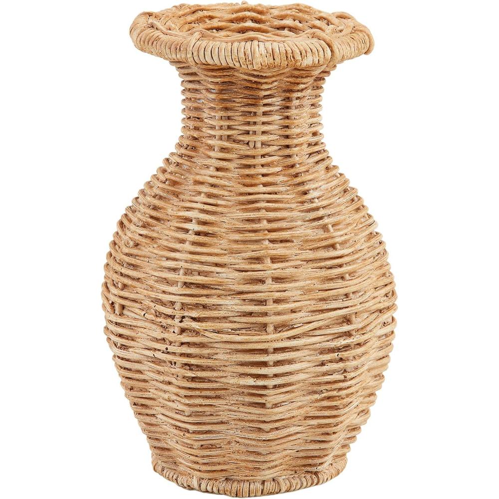 imageMud Pie Flared Resin Basket Weave Vase 6quot x 4 12quot Dia