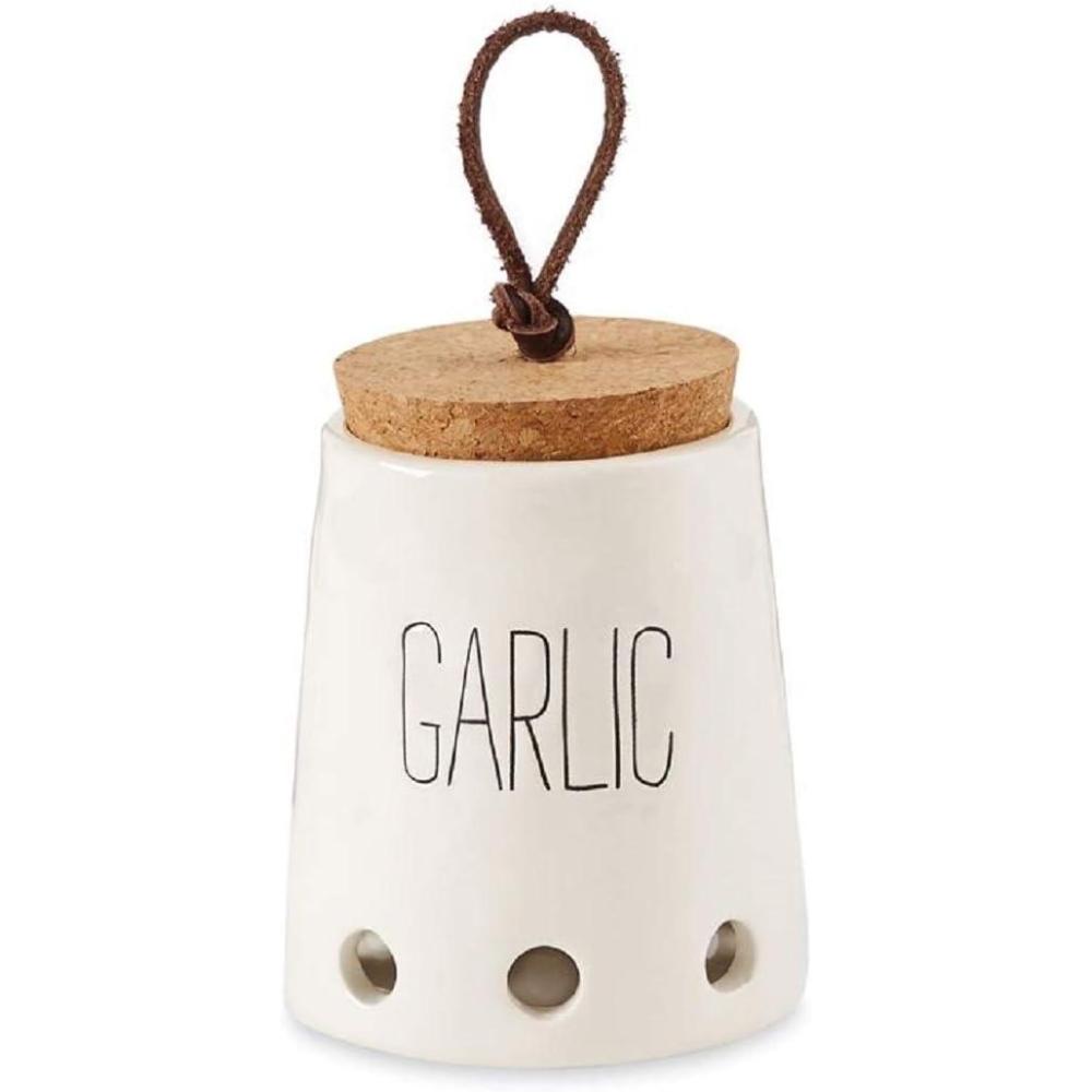 imageMud Pie Garlic Keepers White with Cork Top