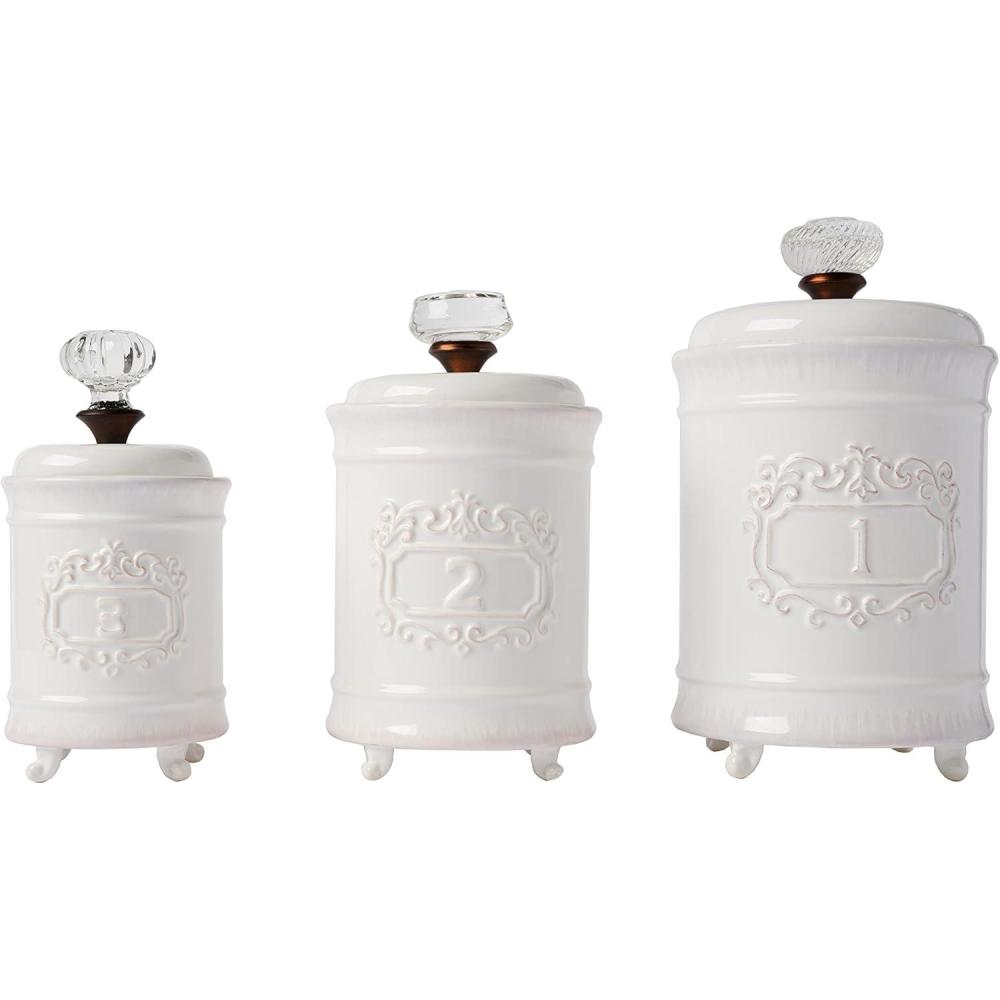 imageMud Pie Kitchen Canister Set of 3 WhiteWhite