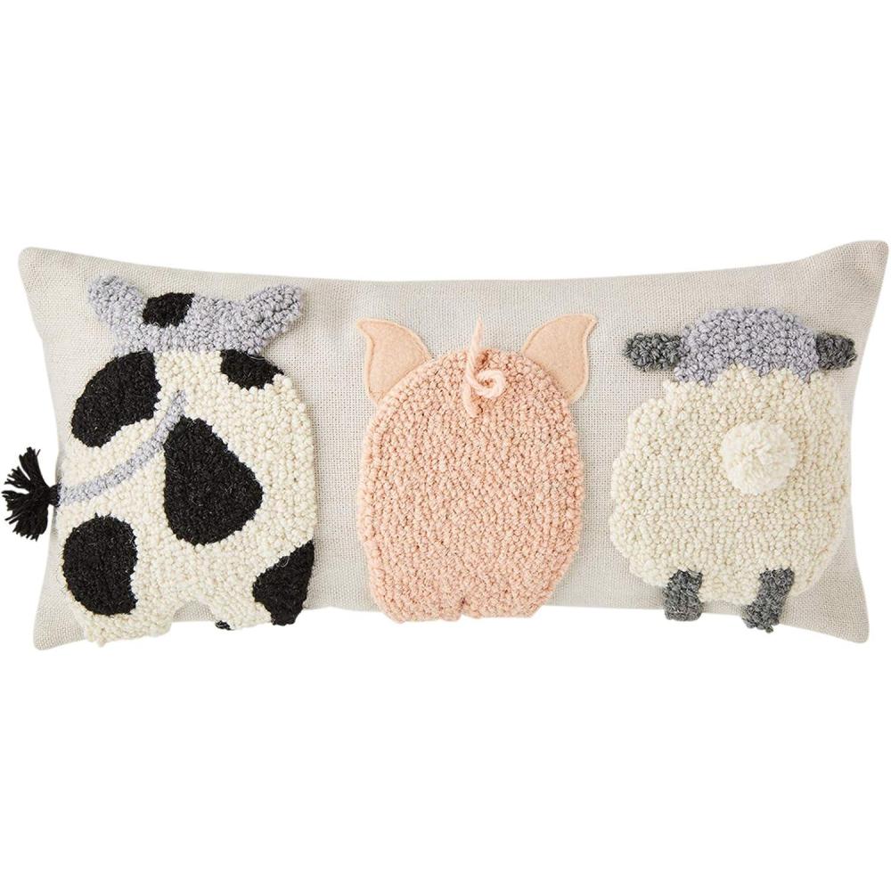 imageMud Pie Raised Hook Farm Animal Pillow