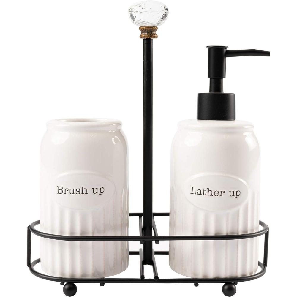 imageMud Pie Toothbrush and Soap Knob Caddy Set