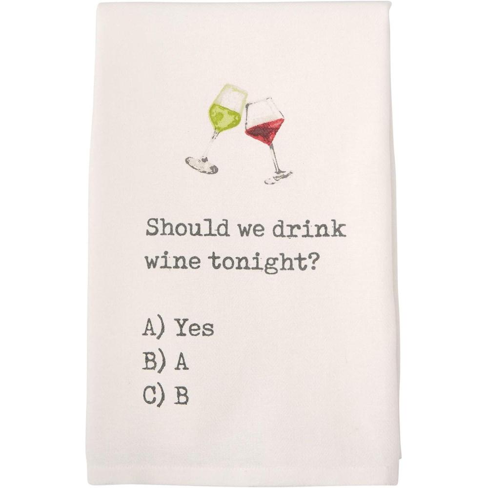 imageMud Pie Wine Hand Dish Towel White