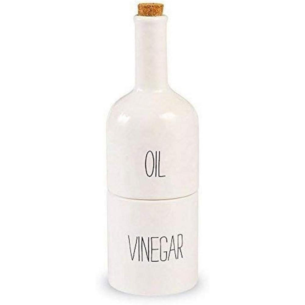 imageStacked Oil and Vinegar Decanter Set White