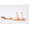 Bistro Basic Ceramic Salt and Pepper Shaker Set with Board, White