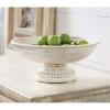 Mud Pie Beaded Wood Pedestal Bowl, White, 6″ x 14″ dia(Bowl)