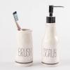 Mud Pie Bistro Scrub Soap Dispenser and Toothbrush Holder Set, White