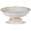 Mud Pie Beaded Wood Pedestal Bowl, White, 6″ x 14″ dia(Bowl)