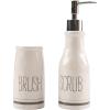 Mud Pie Bistro Scrub Soap Dispenser and Toothbrush Holder Set, White