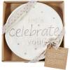 Mud Pie Celebrate You Dinner Plate, White, 11 1/2″ dia