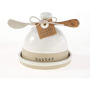 MUD PIE STONEWARE BUTTER DISH(Stoneware)