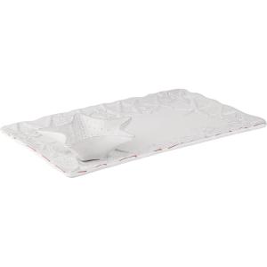 Mud Pie Chip and Dip Starfish Platter, White, Medium(Starfish)