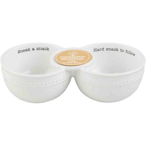 Mud Pie Circa Double Dip Bowl, White, 4 1/2″ x 2 1/2″ | Base for Interchangable Inserts
