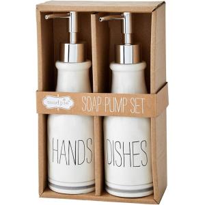 Mud Pie Farmhouse Boxed Hands and Dishes Soap Pump Set(Hands and Dishes)