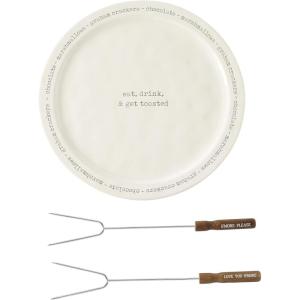 Mud Pie Farmhouse S’Mores Serving Specialty Plate Set, White