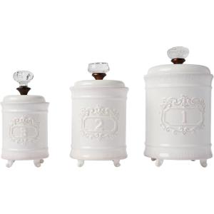 Mud Pie Kitchen Canister (Set of 3), White(White)