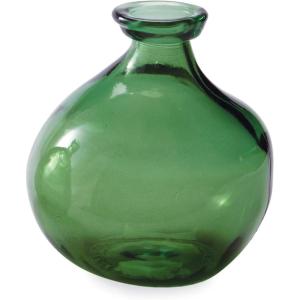 Mud Pie Recycled Green Spanish Rounded Small Glass Vase 7.5″ x 6.5″ Dia