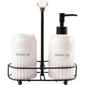 Mud Pie Toothbrush and Soap Knob Caddy Set