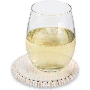 Mud Pie White Beaded Coaster Sets, 4 3/4″” Dia (42500044W)(White)