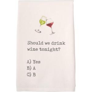 Mud Pie Wine Hand Dish Towel, White
