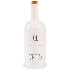 Stacked Oil and Vinegar Decanter Set, White