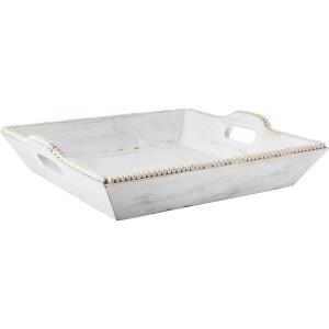 White Washed Beaded Tray