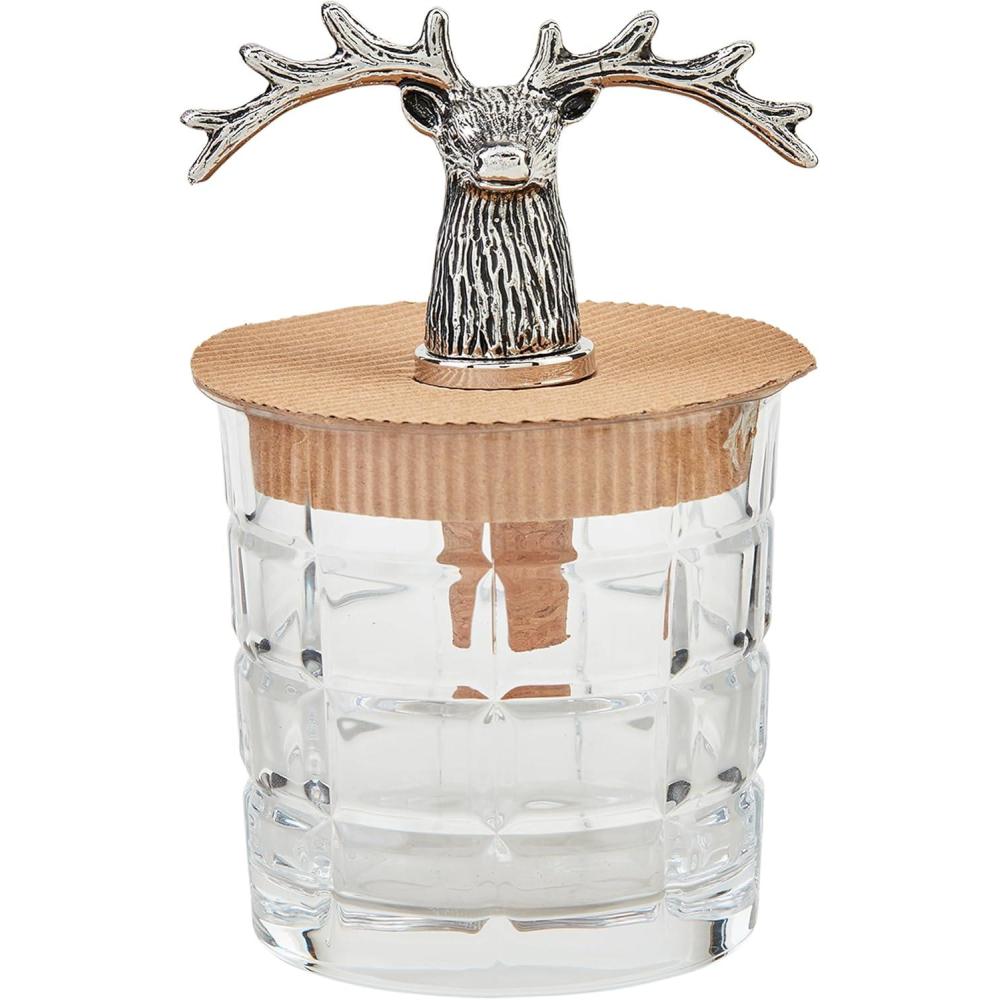 imageMud Pie Wide Antler Dof Stopper glass 8 34 oz stopper approx 3quot x 2quot