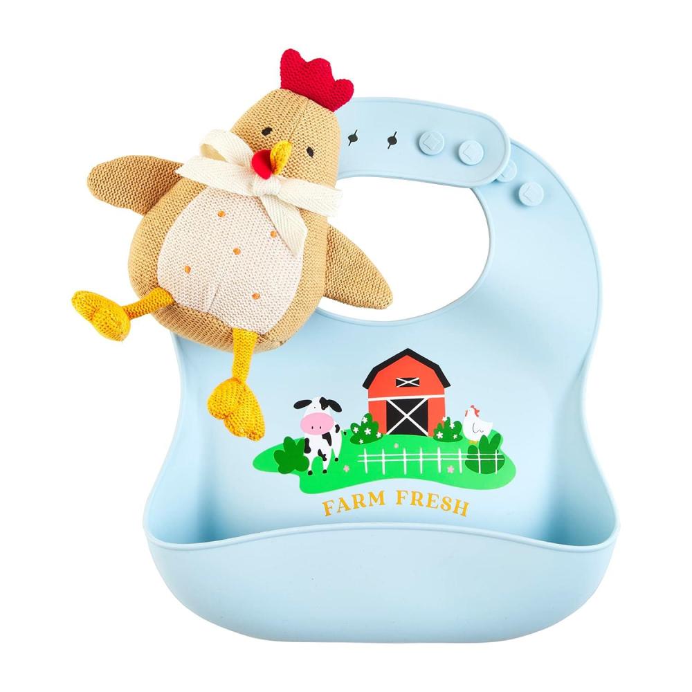 imageMud Pie Blue Farm Silicone Bib Rattle