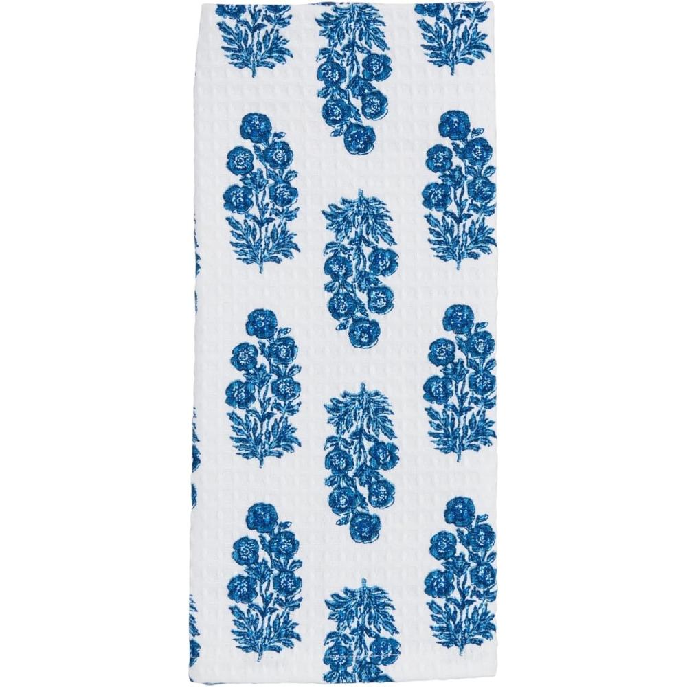 imageMud Pie Dianthus Blue Block Towel 26quot x 16 12quot